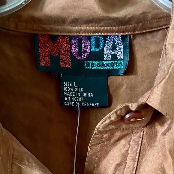 Vintage Moda by BB Dakota brown silk fringe Western shirt blouse. NWT - Picture 3 of 5